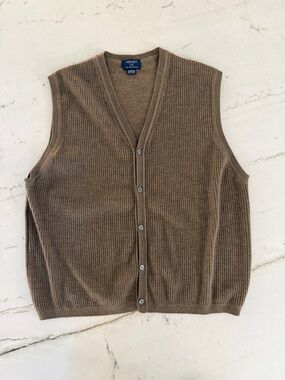 Vintage Brooks Brothers Cardigan Sweater Mens L Brown Wool Button Front